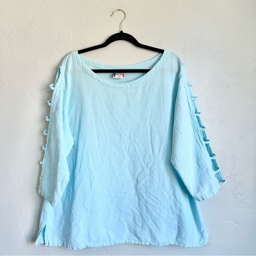 Drawstrings of Malibu‎ Women's Ladder Sleeve Cotton Tunic Top 3XL Coastal Summer